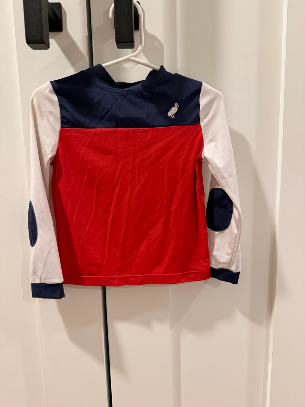 The Beaufort Bonnet Company Kids Long-Sleeve Rash Guard Top - Red, Navy & White